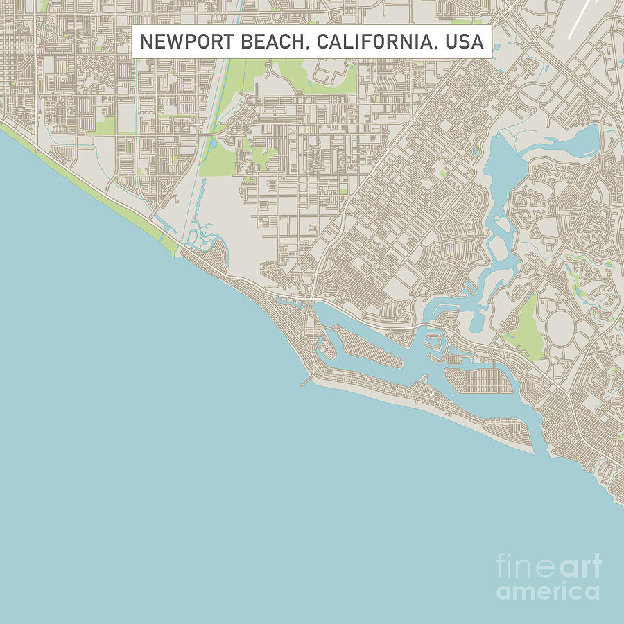 Newport Beach Digital Art - Newport Beach California US City Street Map by Frank Ramspott