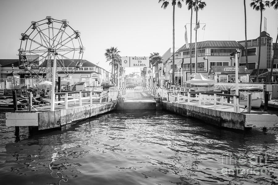 Newport Beach Photograph - Newport Beach Ferry Dock Black and White Photo by Paul Velgos