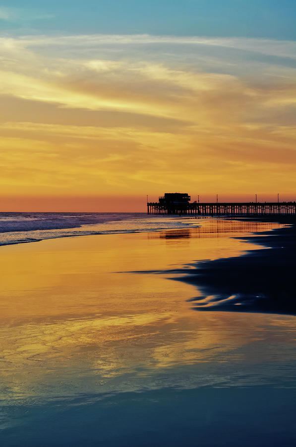 Newport Beach Pier Sunset Portrait Photograph by Kyle Hanson