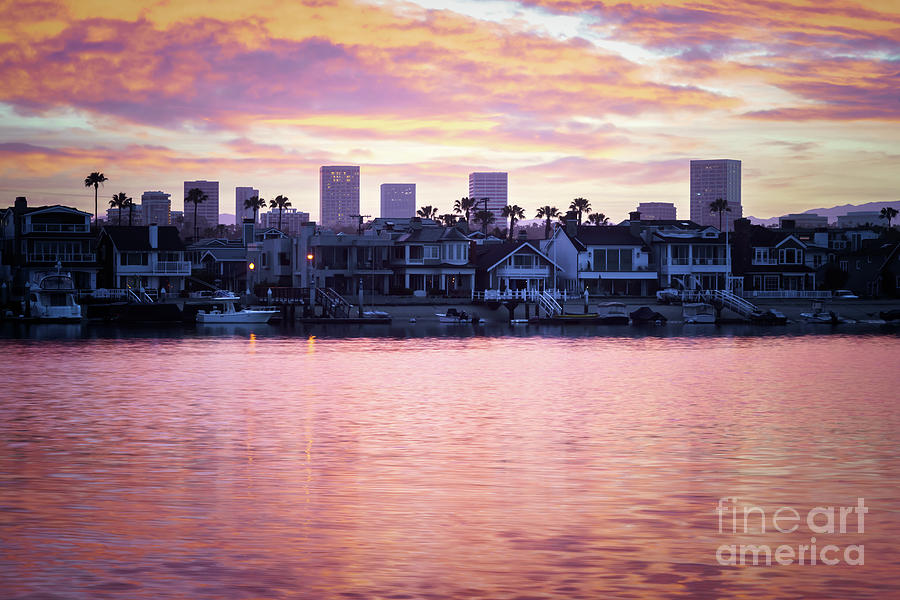 Newport Beach Skyline Sunrise Photo Photograph by Paul Velgos