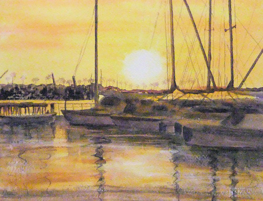 Newport Beach Sunset Painting by Debbie Lewis
