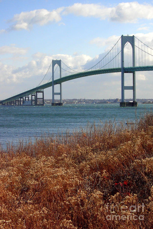 Landscape Photograph - Newport Bridge Newport Rhode Island by Mike Nellums