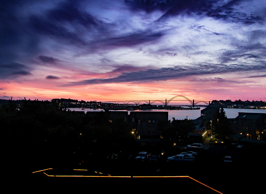 Newport Bridge Sunset Photograph by Jean Noren