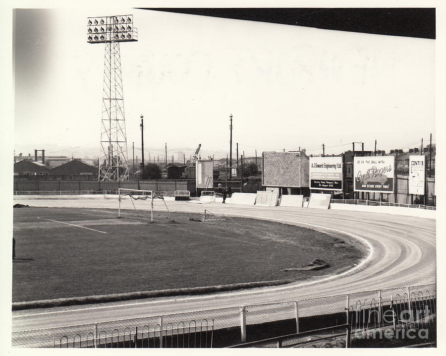 Newport County FC - Somerton Park - Railway End 1 - BW - 1960s Photograph by Legendary Football Grounds