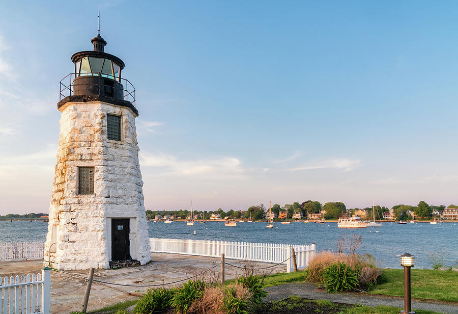 Newport Harbor - Goat Island Lighthouse, Newport, Rhode Island Photograph by Dawna Moore Photography
