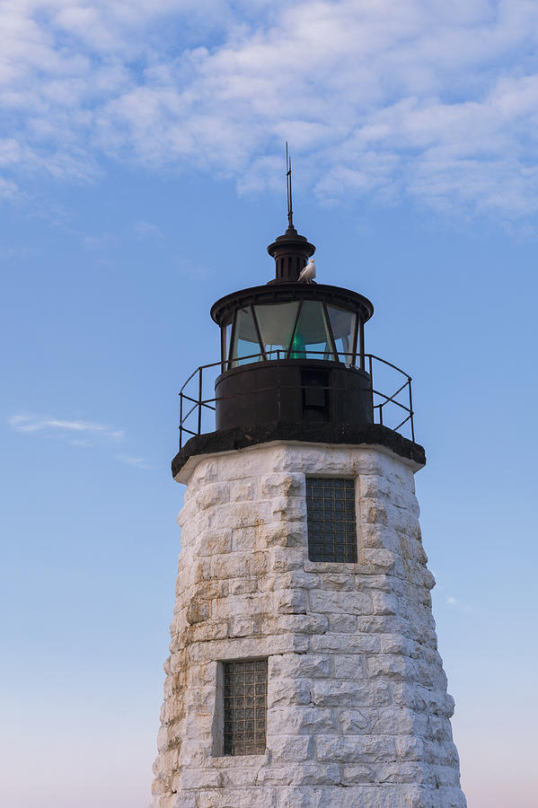 Newport Harbor lighthouse aka Goat Island light house. Photograph by Marianne Campolongo