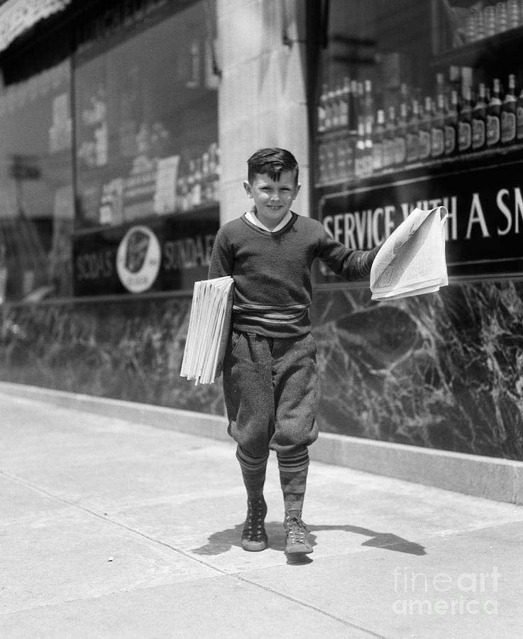 Newsboy Hocking Papers, C.1930s Photograph by H. Armstrong Roberts ...