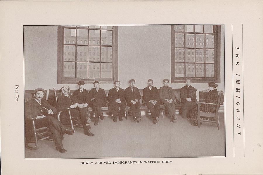 Newly Arrived Immigrants in Waiting Room Photograph by Chicago and North Western Historical Society
