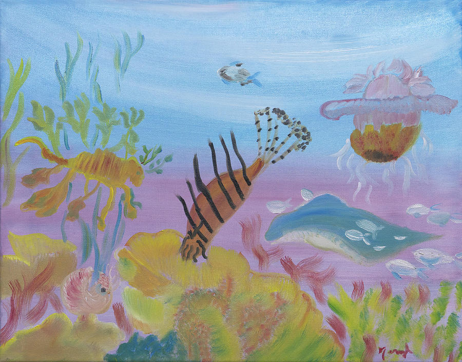 Fish Painting - Hidden Neath The Sea by Meryl Goudey
