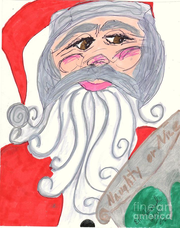 Next Years Naughty or Nice Santa Mixed Media by Elinor Helen Rakowski