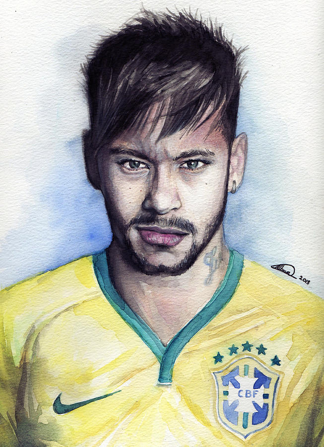 Football Painting - Neymar by Alban Dizdari