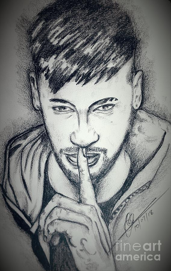 Portrait Drawing of Neymar Jr by Pencil Stock Photo - Image of drawing,  actress: 272887636