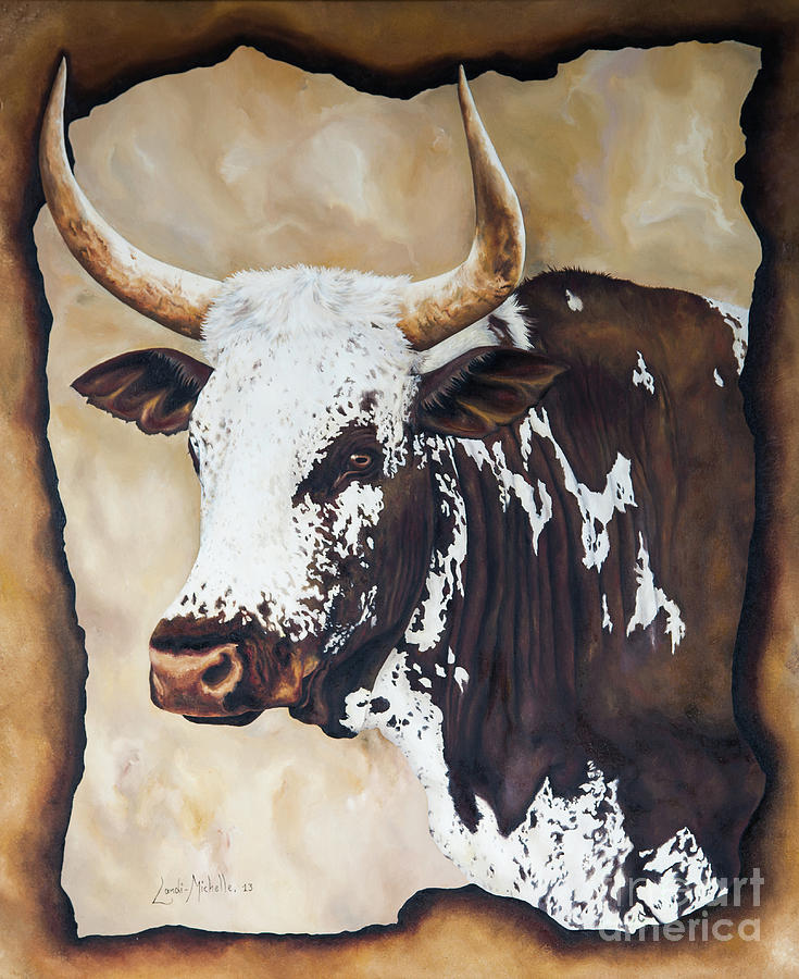 Bull Painting - Nguni Bull in Sepia by Landi-Michelle Van Den Berg