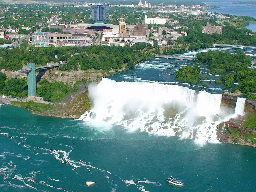 Nature Photograph - Niagara American and Bridal Veil Falls  by Charles Kraus