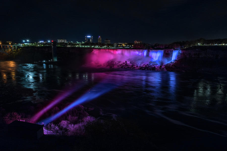 Niagara Falls - American Falls - Red White and Blue Photograph by Josh Bryant