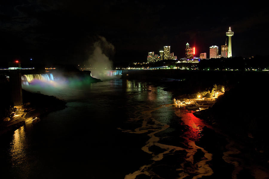 Niagara Falls at night Photograph by Jeff Folger
