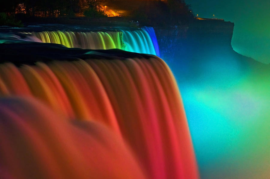 Niagara Falls at night Photograph by Keith Allen