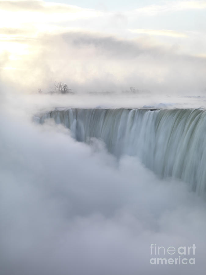Niagara Falls covered in mist beautiful sunrise scenery Photograph by Maxim Images Exquisite Prints