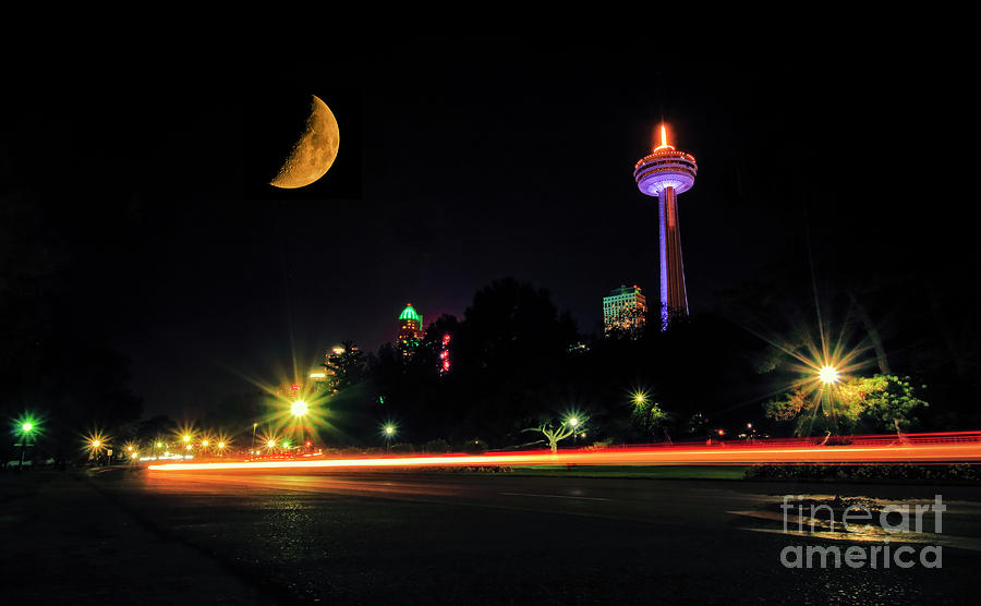 Niagara Falls Crescent Moon Photograph by Charline Xia