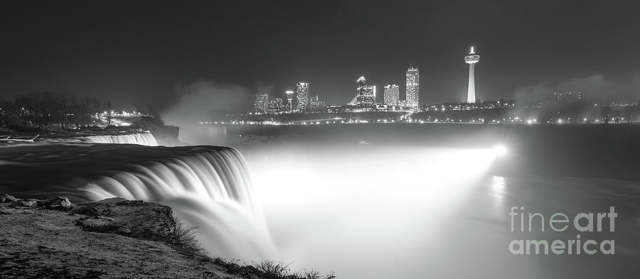 Winter Photograph - Niagara Falls Panorama BW by Michael Ver Sprill