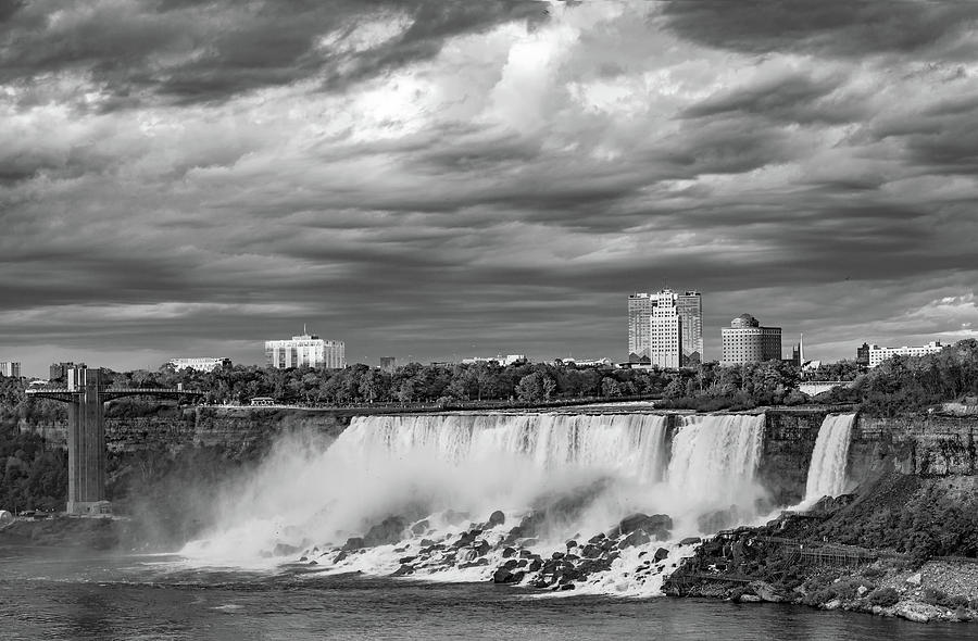 Niagara Falls - The American Side 3 bw Photograph by Steve Harrington