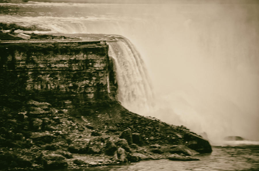 Niagara Horse Shoe Falls in Sepia Photograph by Bill Cannon