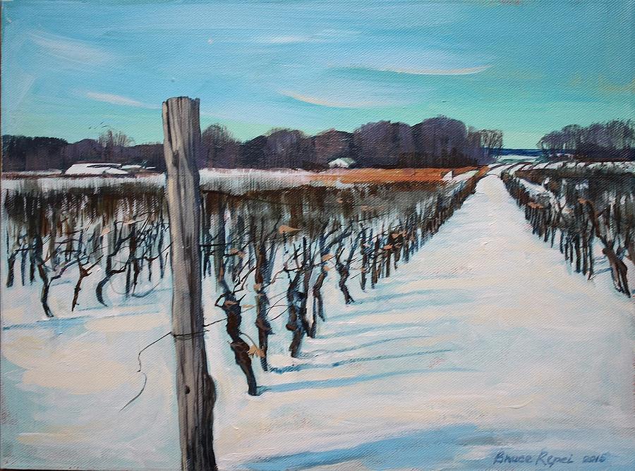 Vineyards Painting - Niagara Vineyards Winter by Bruce Repei