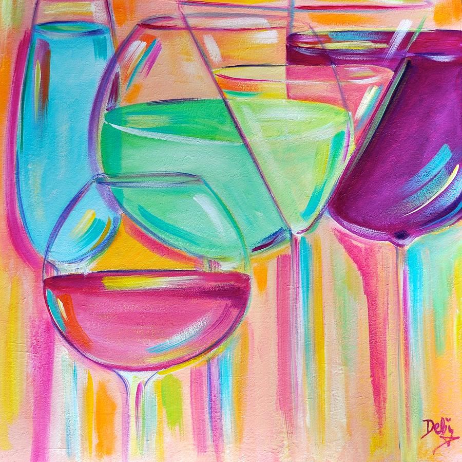 Wine Painting - Nice Stems by Debi Starr