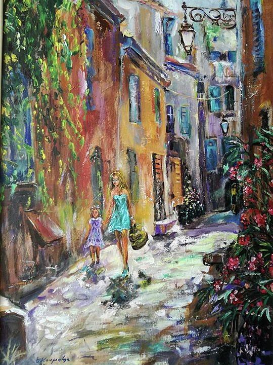 Nice Walk Painting By Evangelos Koumbis Fine Art America