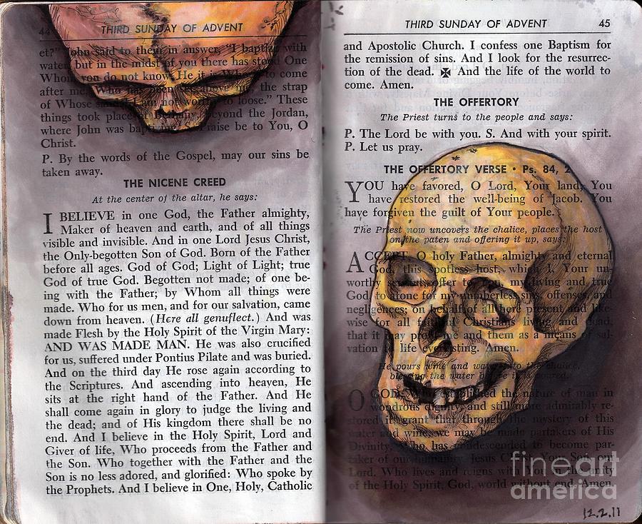 Skull Drawing - Nicene Creed by Noelle Magana