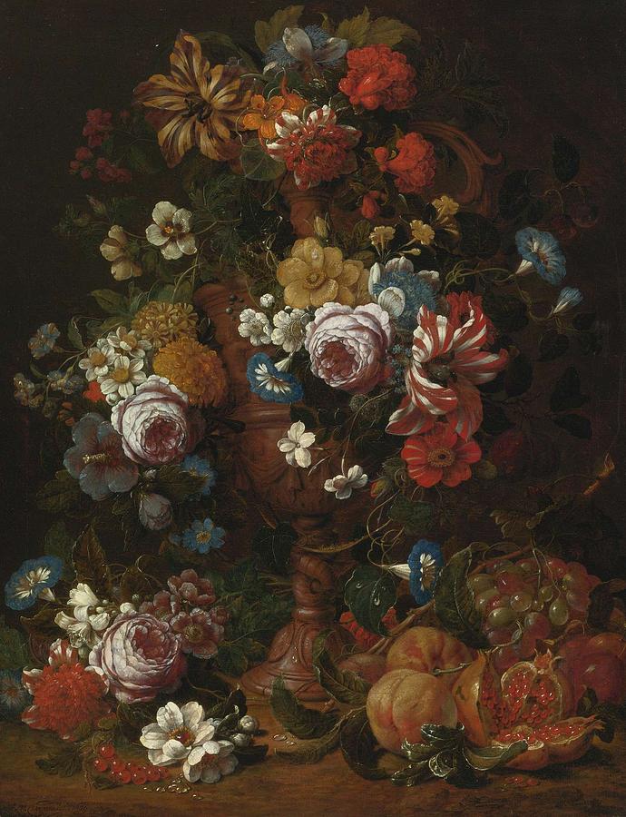 Spring Painting - Nicolaes Van Veerendael Antwerp 1640 - 1691 Still Life Of Roses, Carnations And Other Flowers by Nicolaes Van Veerendael