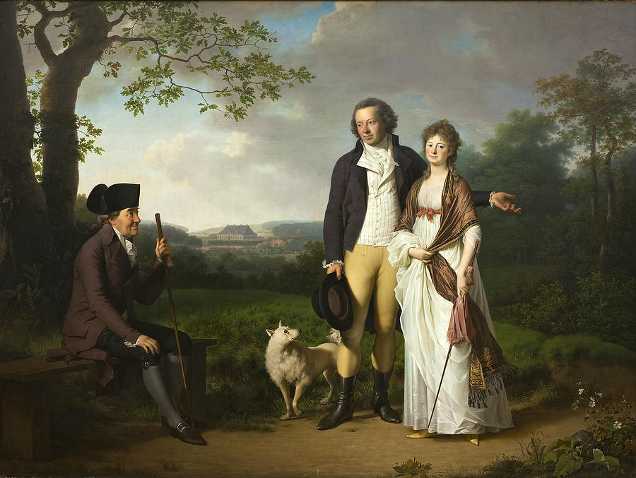 Niels Ryberg with his Son Johan Christian and his Daughter-in-Law Engelke nee Falbe Painting by Jens Juel