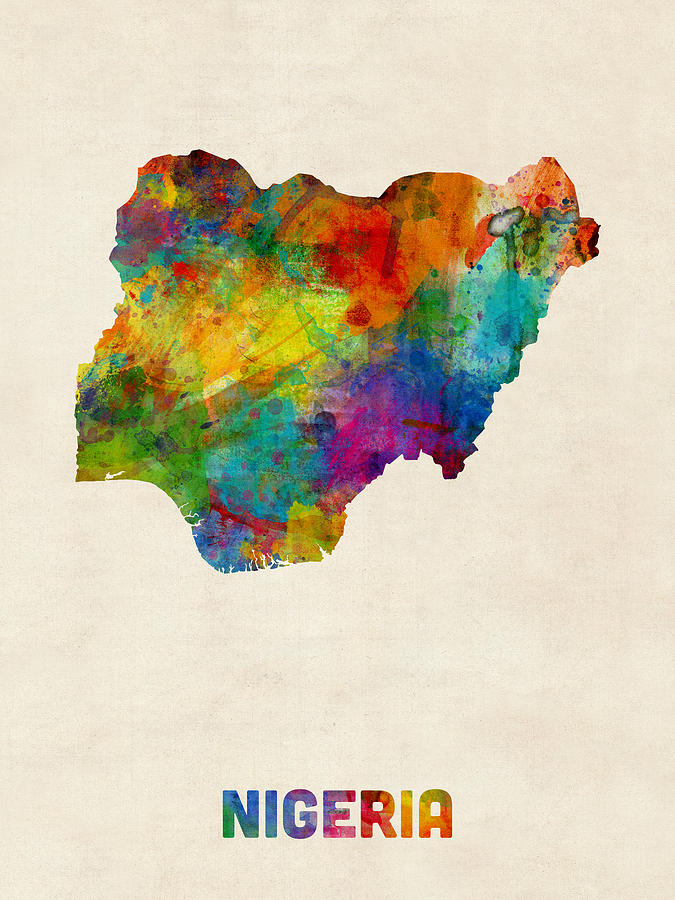 Nigeria Watercolor Map Digital Art by Michael Tompsett