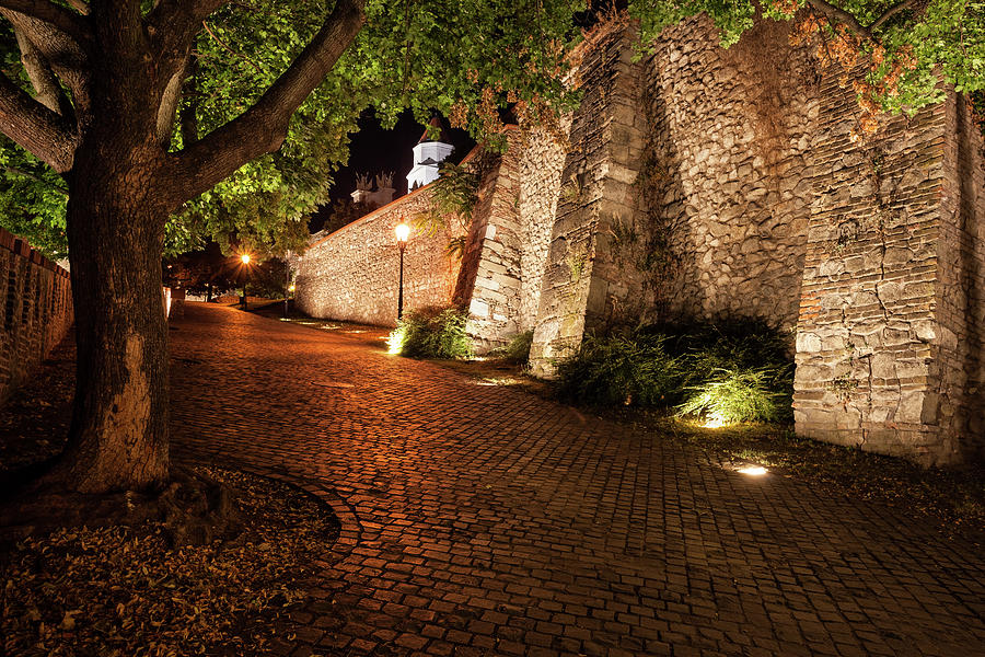 Night Alley Along Castle Wall In Bratislava Photograph by Artur Bogacki