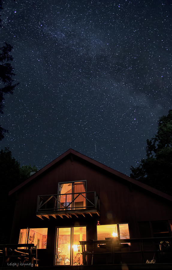 Night and The Cabin Photograph by Leigh Grundy