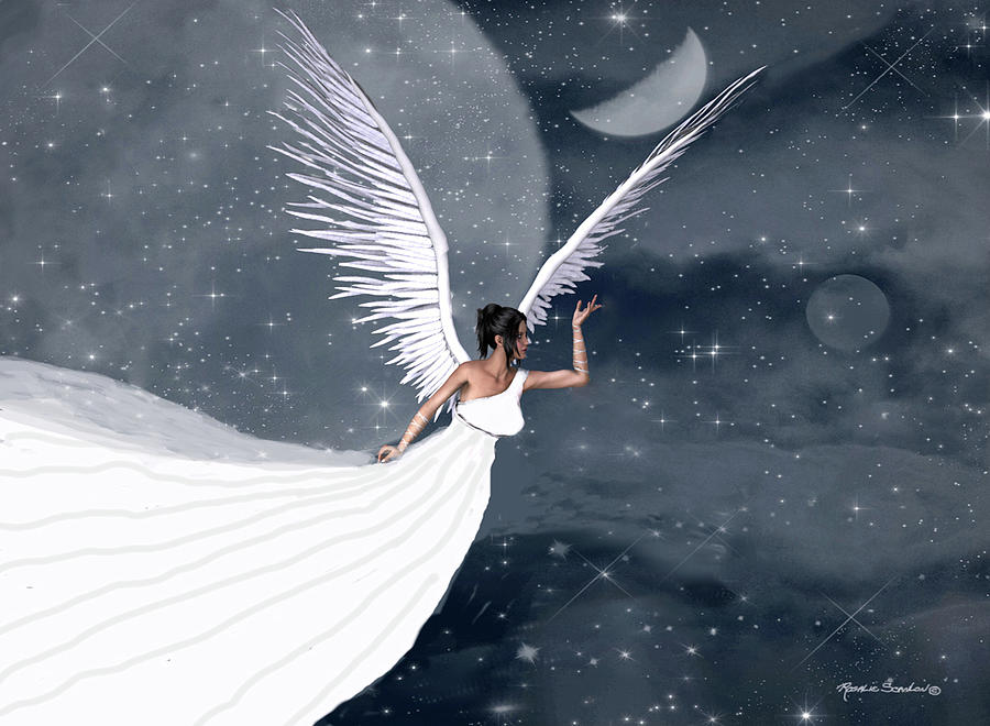 Fantasy Mixed Media - Night Angel by Rosalie Scanlon