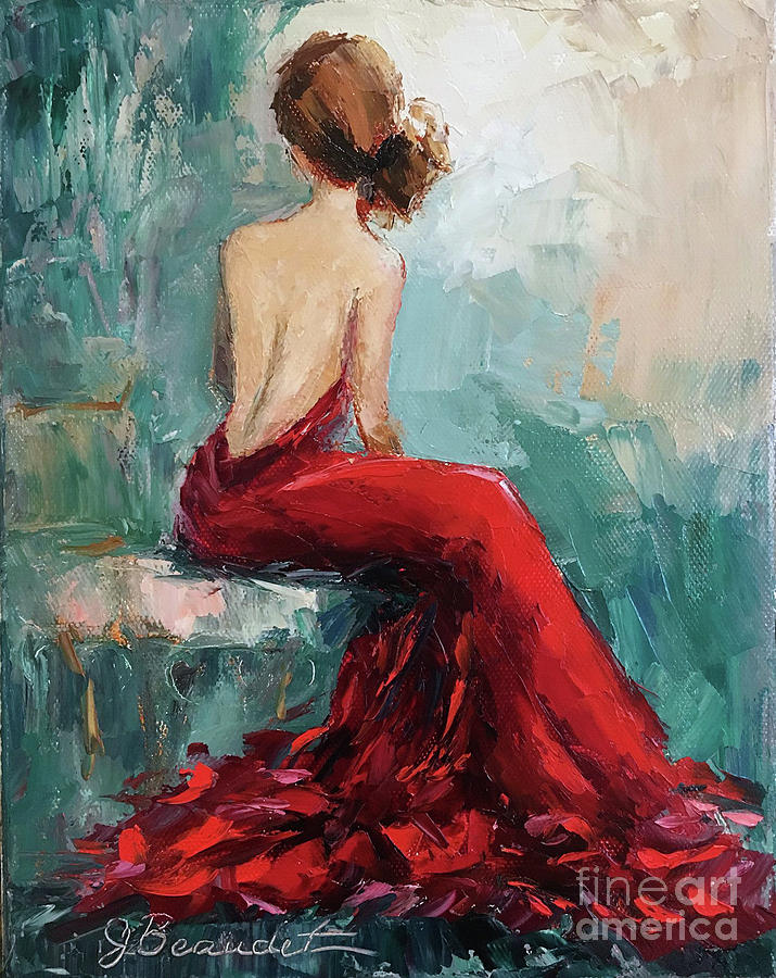 Red Dress Painting - Night Approaching by Jennifer Beaudet