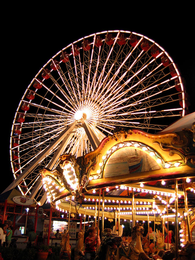 Night at Navy Pier Photograph by Laura Kinker
