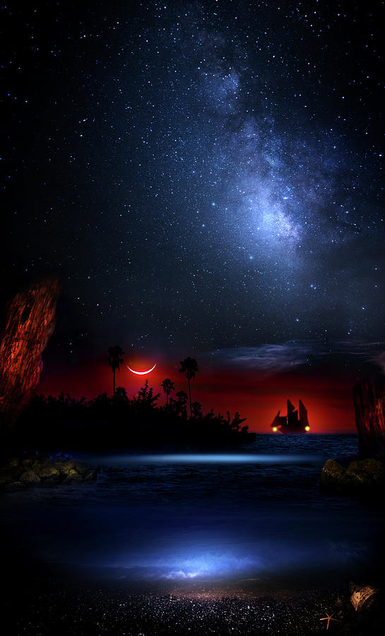Night at Pirates Lagoon Digital Art by Mark Andrew Thomas