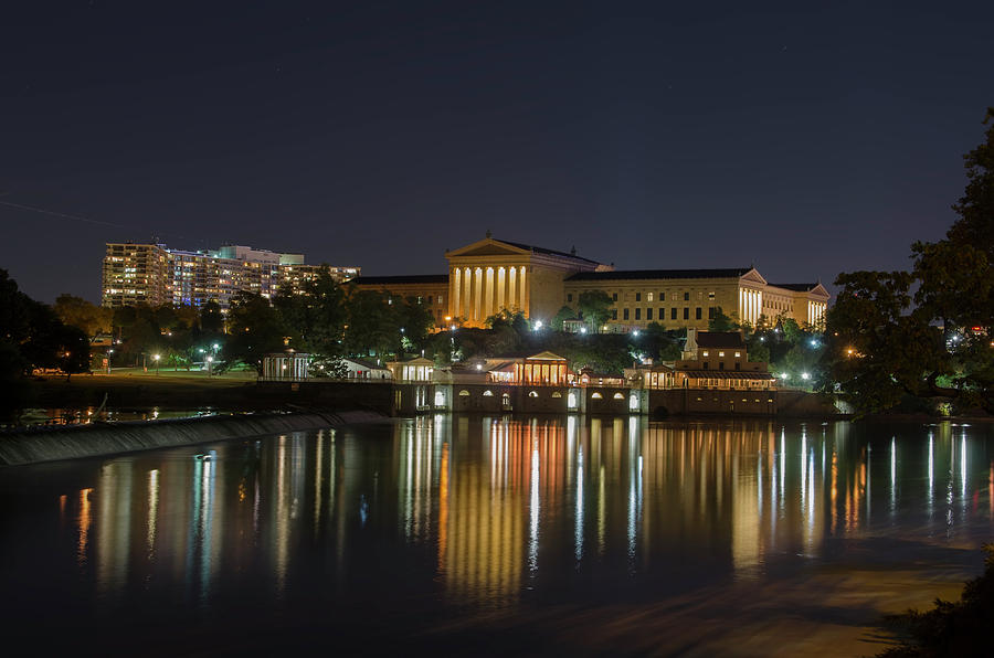 Night at the Philadelphia Waterworks and Art Museum Photograph by Bill Cannon