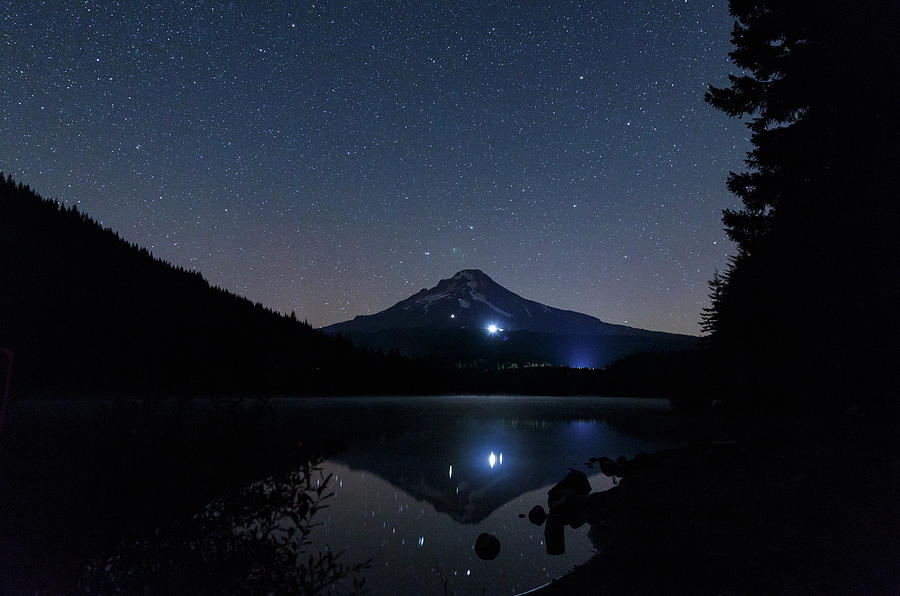 NIght at Trillium Lake Photograph by Cat Connor