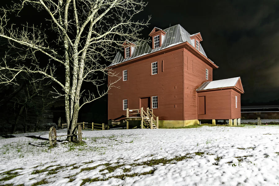  Big Otter Mill  at Night in Snow Photograph by Norma Brandsberg