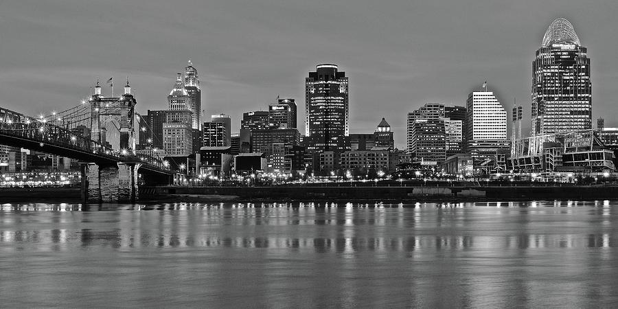Night Black and White of Cinci 2016 Photograph by Frozen in Time Fine Art Photography