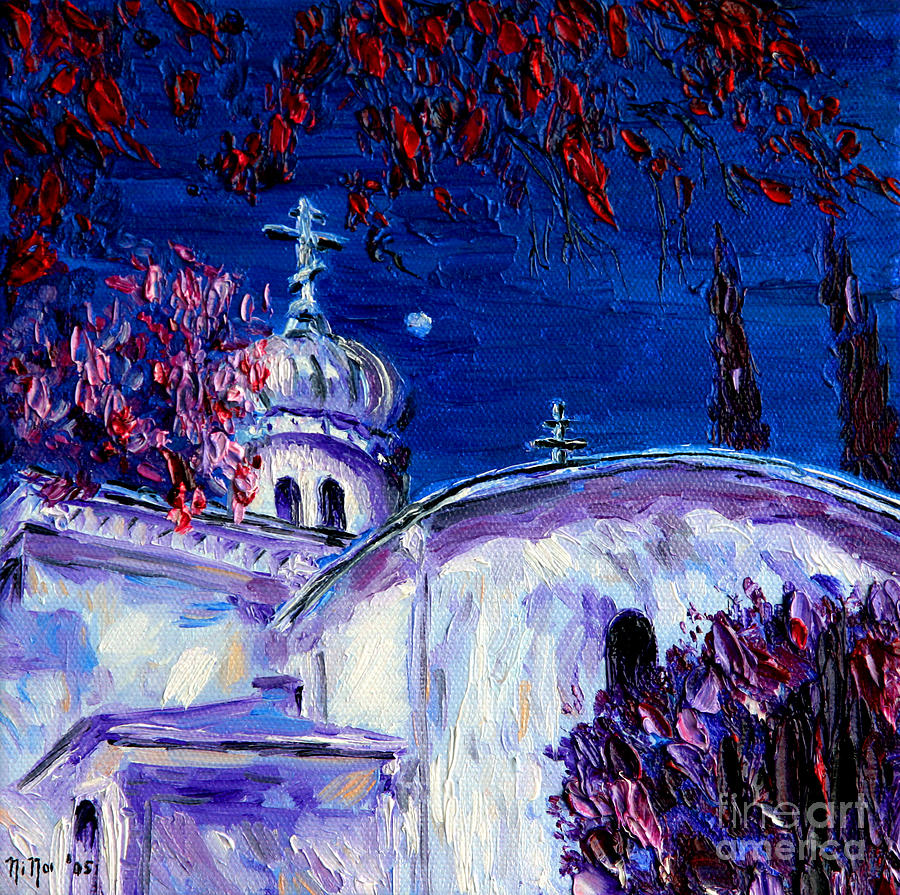Church Painting - Night Blessing by Nina Nabokova