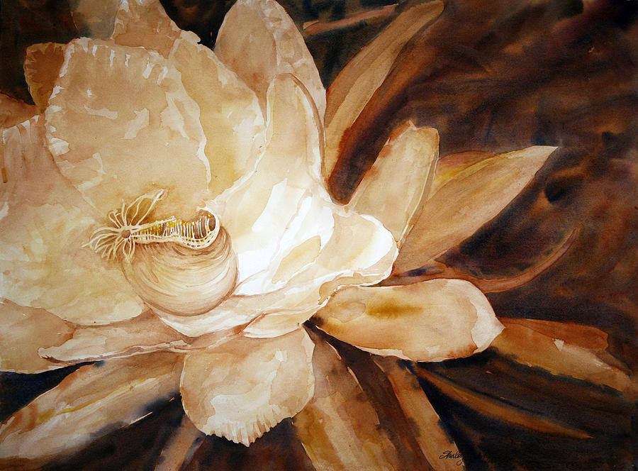 Night Bloomer 22 X 30 WC Painting by Shirley Sykes Bracken