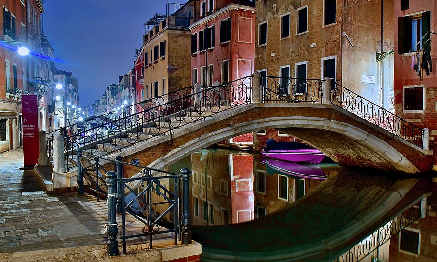 Night Bridge in Venice Photograph by Frozen in Time Fine Art Photography