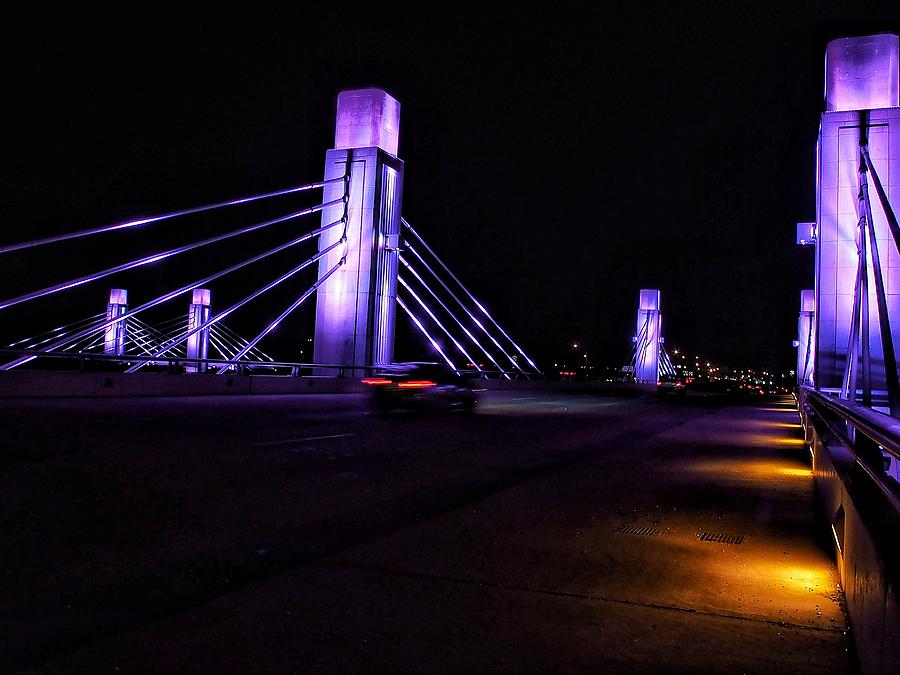 Night Bridge Lights Photograph by Buck Buchanan