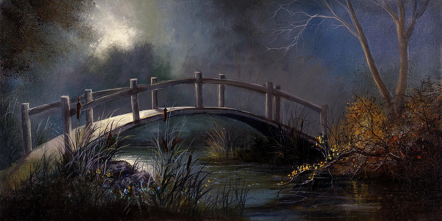 Moonlit Bridge Painting by Lynne Pittard