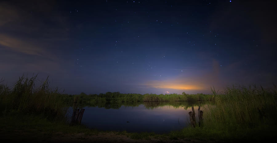 Night Brush Fire In The Everglades Photograph