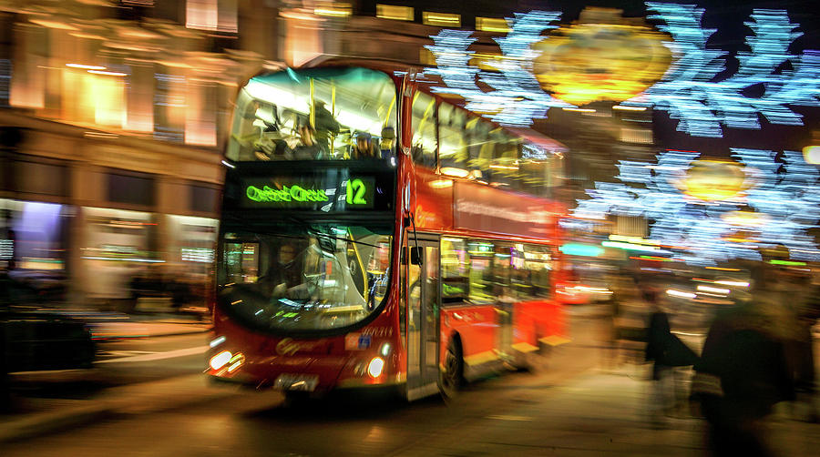 Night Bus in London Photograph by KonTrasts - Fine Art America